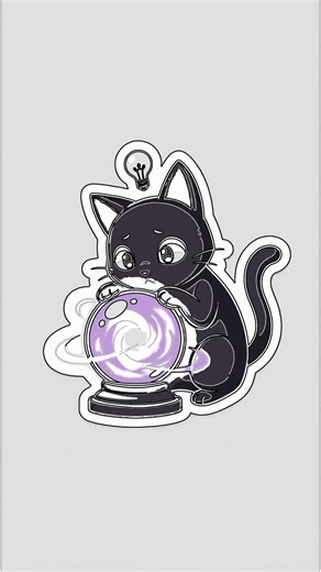 Easy How to Draw a Cute Black Cat & Crystal Ball!