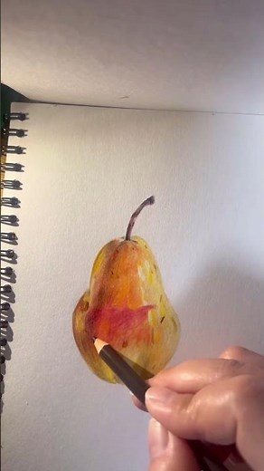 Realistic Pear Drawing ASMR | Colored Pencils + Acrylic
