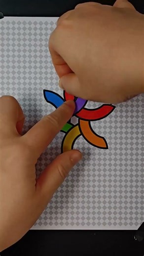 6色彩色圆环套圆环 简笔画贴纸拼画diy 解压助眠声控asmr #shorts #art #sticker