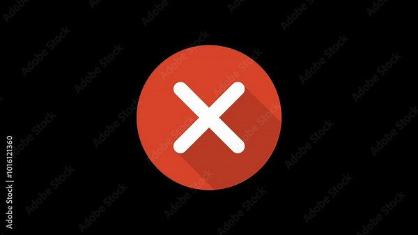 Cross in red circle sign. Red X icon in round. No glyph symbol