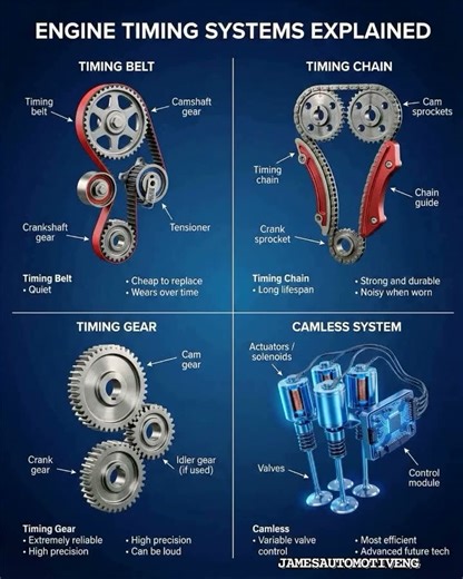 Engine timing system explained #timingsystem#belt#chain#gear #camless#automobile .