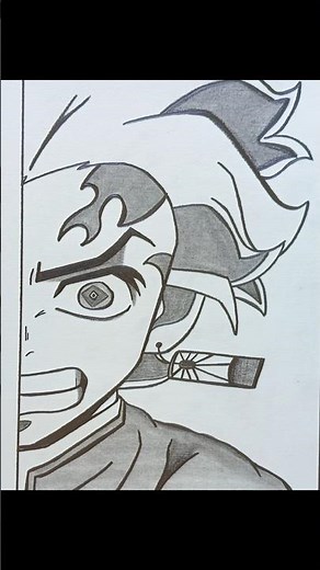 How to draw Tanjiro kamado from Demon Slayer for beginners easy ✨ #drawingtutorial #art #tanjiro