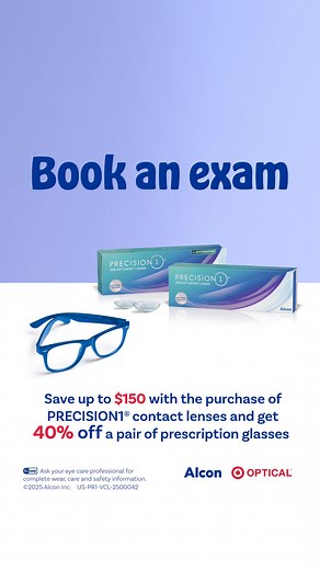 4.5K views · 24 reactions | PRECISION1® contact lenses are comfortable and ready for whatever your day brings, even at 16 hours of wear. Try them at Target Optical to transform your lens wearing experience. | MyAlcon Professionals | Facebook