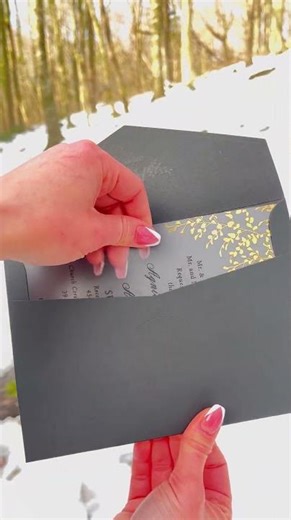 Black Acrylic Wedding Invitation with Matte Clear Card and Black Envelope