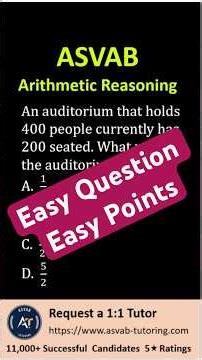 ASVAB Arithmetic Reasoning | Find Fraction of Auditorium Filled Using Simple Logic Method