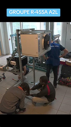Montage groupe de condensation R-455A fluide A2L