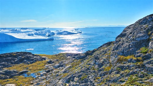 Where ice meets the endless ocean along Greenland Arctic coast