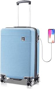 Hard Shell Luggage - Suitcase with USB Port - Tamper Proof Luggage With Anti-Theft Zipper - Durable Hard Shell Suitcase - 100% Polycarbonate Hard side Luggage - High-End Carryon Luggage