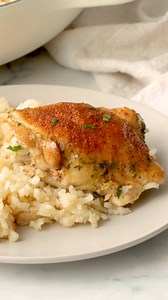Recipe: https://www.thereciperebel.com/baked-chicken-and-rice/ Fluffy rice and crispy chicken. This is the ULTIMATE one pan meal! | The Recipe Rebel