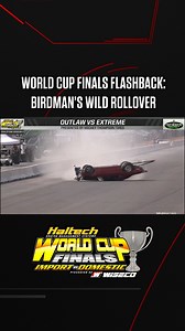 WORLD CUP FINALS FLASHBACK: James "Birdman" Finney rolled over and slides down the track after losing his chutes during Outlaw vs. Extreme Q3 at the 2024 World Cup Finals. #importvsdomestic #FloDragRacing | FloDragRacing