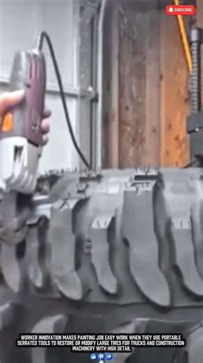 Worker Tyre Regrooving Innovation Makes Painting Job Easy Work