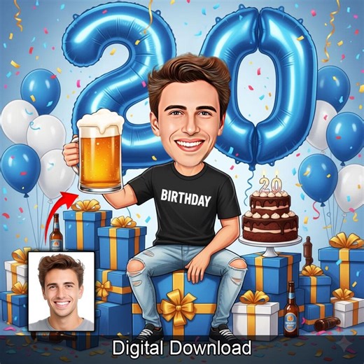 Custom 20th Birthday Celebration Art | Cheers to 20 Years PNG | Blue Milestone Birthday Clipart | Personalized Twenty Birthday Graphic - Etsy Australia