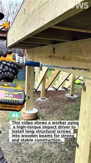 Powerful Impact Driver Driving Long Bolts Into Wood | Fast Deck Framing Technique