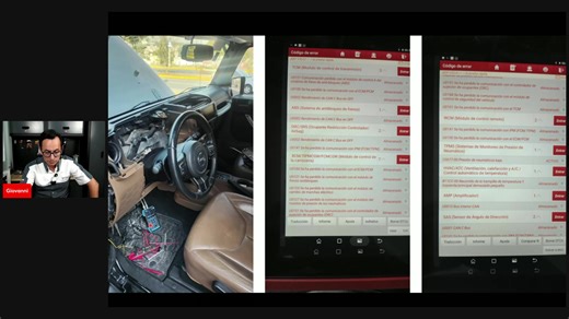 En esta clase de diagnóstico automotriz en vivo analizamos un caso real y complejo en un Jeep Wrangler Sahara 2015, que presentaba múltiples códigos de comunicación en la red CAN, entre ellos: � DTC detectados: U0100 – Pérdida de comunicación con PCM U0121 – Comunicación perdida con módulo ABS U0001 / U0002 – Fallas en la red CAN U0141 – BCM sin comunicación U0103 – Módulo de cambios sin comunicación U0127, U0151, U0168, U0101, U0010 Durante el diagnóstico se realizaron las siguientes pruebas cl