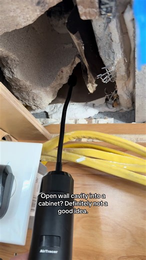 That open wall cavity behind this kitchen cabinet isn’t harmless. It’s pulling in hot, humid, unfiltered air, often straight from the attic. That moisture builds up fast and cabinets can start getting damp and moldy before anyone notices a problem. This is why real inspections matter. We find hidden issues early, before they turn into expensive repairs. Book your inspection with PureSpec Environmental Licensed Mold Assessor & Microbiologist purespecenvironmental.com (321) 324-7756 #OrlandoMoldIn