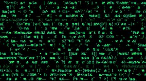 Download Rows of symbols and code scroll on a black screen for free