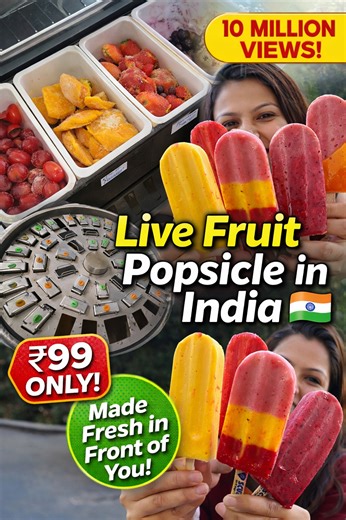 Watch live popsicle being made in India 🇮🇳 ₹99 fruit dessert everyone is talking about 👀 #foodie #streetfood