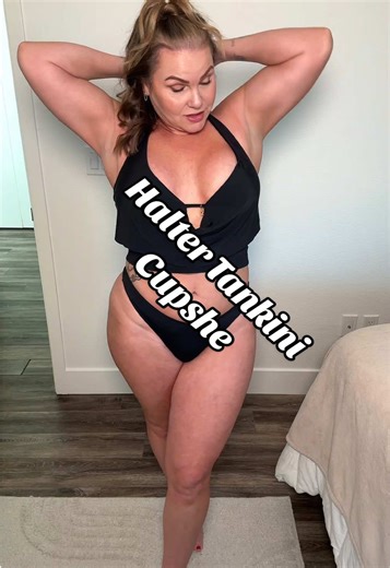 Flirty Halter Tankini! #thicknstrong #tankini #swimsuit #newyearnewme #tiktokshopcreatorpicks @Cupshe Swim & Apparel @Strongnthick