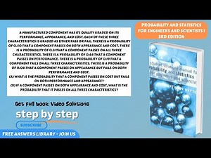 A manufactured component has its quality graded on it performance...CH 1.4 problem 13 explained