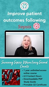 Surviving Sepsis: When every second counts is an online course that is SO important for nurses. This course focuses on care of the patient with Sepsis and Septic Shock. The Surviving Sepsis guidelines including challenges in Sepsis identification early warning systems, labs and initial treatment are discussed. We’ll review: ✅fluid choice ✅using non-invasive and arterial line technologies to identify fluid/preload responsiveness ✅stroke volume optimization ✅vasopressors ✅critical care management 