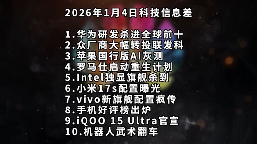 华为研发杀进全球前十丨众厂商转联发科丨苹果AI灰测—科技信息差