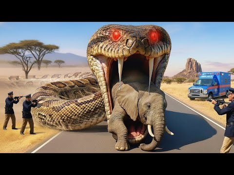 You Won't Believe How Brave Heroes Save Poor Elephant From Deadly Giant Mutant Python🐍!