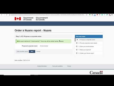 How to get NUANS report to register business in Canada