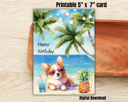 Beach Birthday Card: Ocean Theme, Printable 5x7 (digital Download) - Etsy