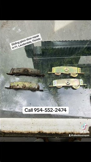 Sliding glass door repair; roller replacement and track refurbishing, in Fort Lauderdale, Fl.