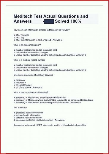 Meditech Test Actual Questions And Answers Solved video