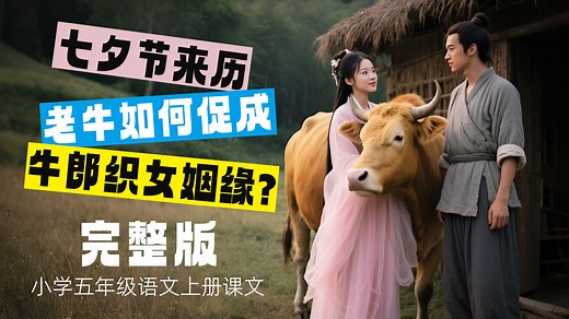 AI大作《牛郎织女》完整版 民间传说 古代四大爱情故事 七夕节的由来 小学五年级语文配套视频课件 AI视频神话故事 国学传统文化 七仙女下凡嫁给放牛娃 鹊桥相会