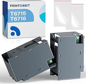 T6715 T6716 Ink Maintenance Box for Workforce Pro WF-4730 WF-4740 WF-3820 WF-4734 WF-3834 WF-4720 WF-4830 ET-4040 EC-4020 EC-4030 Printers, T671500 T671600 Maintenance Box（2-Packs）