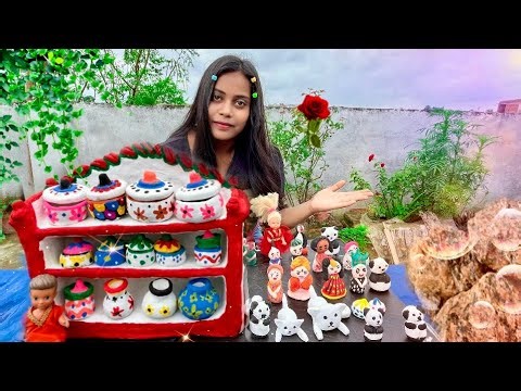 आज Mitti से बहुत सारे Toy और बर्तन बनाये😍!DIY Clay Toy/Behind The Scenes Of Barbie Village Routine