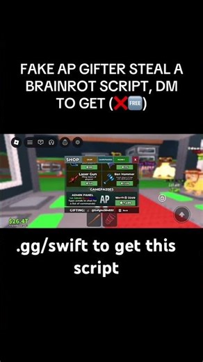 FAKE AP GIFTER STEAL A BRAINROT SCRIPT #stealabrainrot #script #robloxscript #sabscript #sab