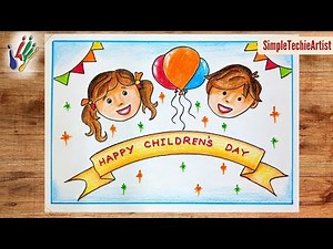 Children's day drawing| Children's day poster drawing| Happy Children's day drawing| Children's day