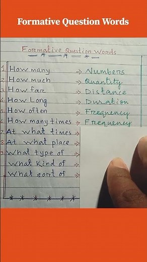 Formative Question Words #englishgrammar