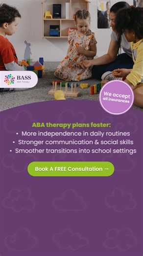Wondering how ABA therapy can support your child? 💜 From reducing challenging behaviors to building social and communication skills, our personalized ABA programs help children thrive every day. Take the first step—schedule your free consultation today. | BASS ABA Therapy