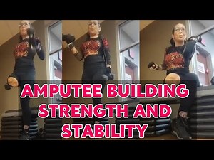 Amputee lady adaptive crutches user | exploring cardio stability