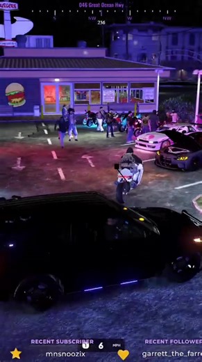 State Patrol cracks down on illegal car/bike meets with Throttle Junkies. Doesn’t end well 🥀#calirp #gtav #fivem #viral #throttlejunkies