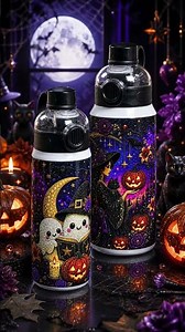 Custom Halloween Water Bottle 3-in-1 pop-up lid with straw👻✨You’ll Want This Spooky Season #pydlife