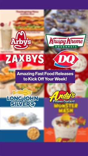 Now THIS is how you start a week of fast food releases - we've got some big ones here! The Thanksgiving menu at Arby's looks amazing and I'm all about the holiday Dairy Queen trio. Krispy Kreme is going purple for Halloween while Zaxby's has a new Cookie Butter shake and Asian menu. Long John Silver's is getting into the Snack Wraps game and Andy's Frozen Custard has a pop-up for Haloween with Reese's! Are you thinking about any of these? . . . #fastfood #dairyqueen #arbys #krispykreme #zaxbys |
