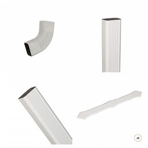 Amerimax Home Products 2 in. x 3 in. White Aluminum Downspout B-Elbow, 10 ft. Downspout, 15 in. Extension and Downspout Band (2-Count) - The Home Depot