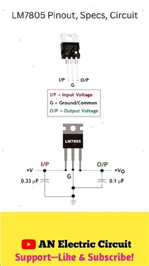 LM7805 Pinout,Spece Circuit| #shortsfeed #electrical