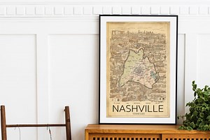 Hand-drawn Nashville Map Print: Music City Landmarks - Etsy