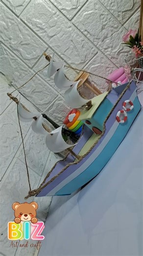 DIY Mini Ship Model ⛵ | Easy Cardboard & Paper Boat Craft | Miniature Ship Making |Biz Art and Craft