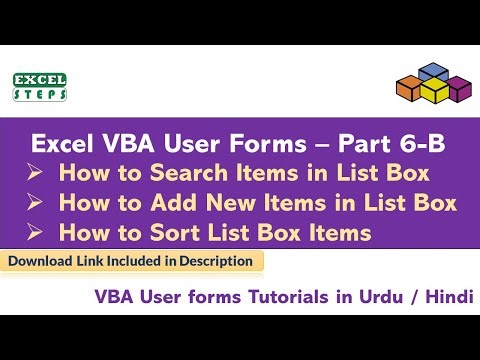 Excel VBA User Form: How to Search Item in List Box, Add New Item, and Sort ListBox Items #excelvba