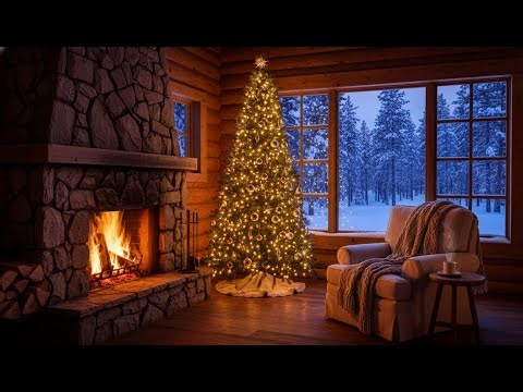 🎄 Relaxing Christmas Jazz 2025 & Fireplace ❄️ Cozy Winter Cabin Ambience (No Mid-Roll Ads) 🔥