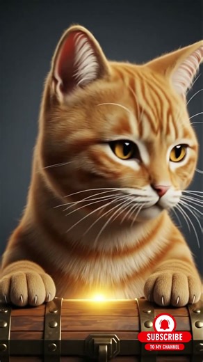 3D Cat Cinematic Animation – Orange Tabby Guarding a Treasure Box | Cute Ultra-Realistic Ginger Cat