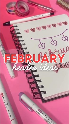 February Bujo Header Ideas 💗💞#journaling