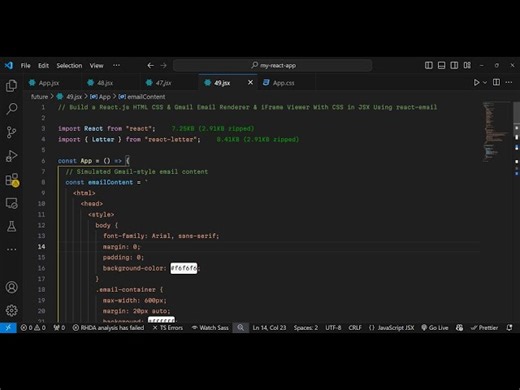 Build a React.js HTML CSS & Gmail Email Renderer & iFrame Viewer With CSS in JSX Using react-email